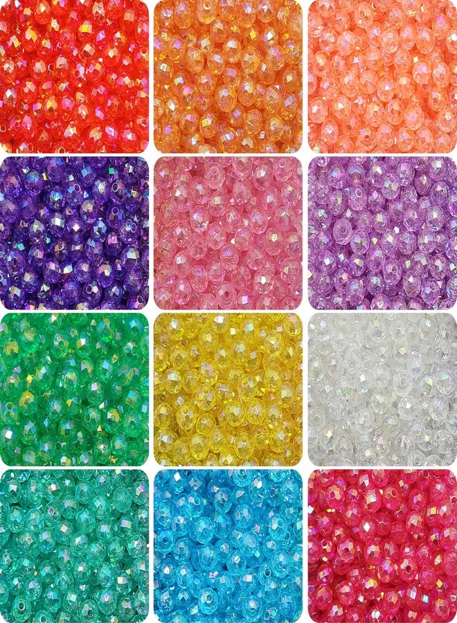 INDIKONB Rainbow Tyre Rondelle Beads | Combo Set of 12 Multicolor Beads | 6mm Seed Beads for Jewelry Making, DIY Crafts, and Accessories | Perfect for Bracelets and Necklaces (Multicolor) - Image 1